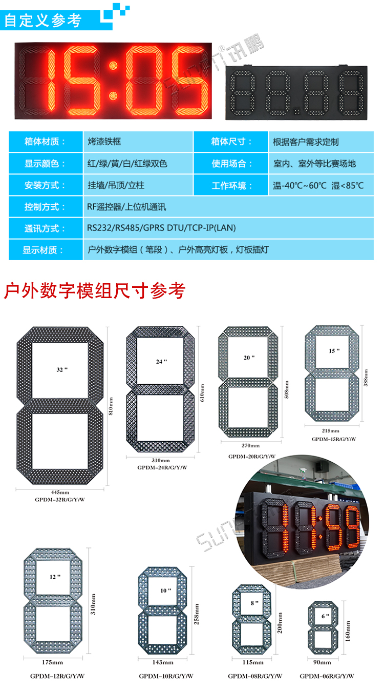 GPS電子鐘尺寸參考