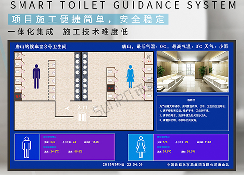 唐山站候車(chē)室衛(wèi)生間智能顯示屏_訊鵬案例 