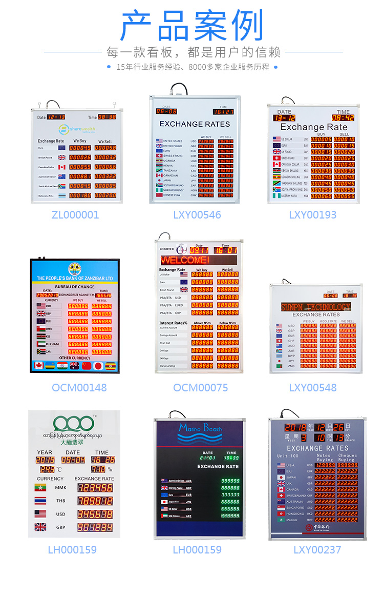 外匯匯率顯示屏案例參考