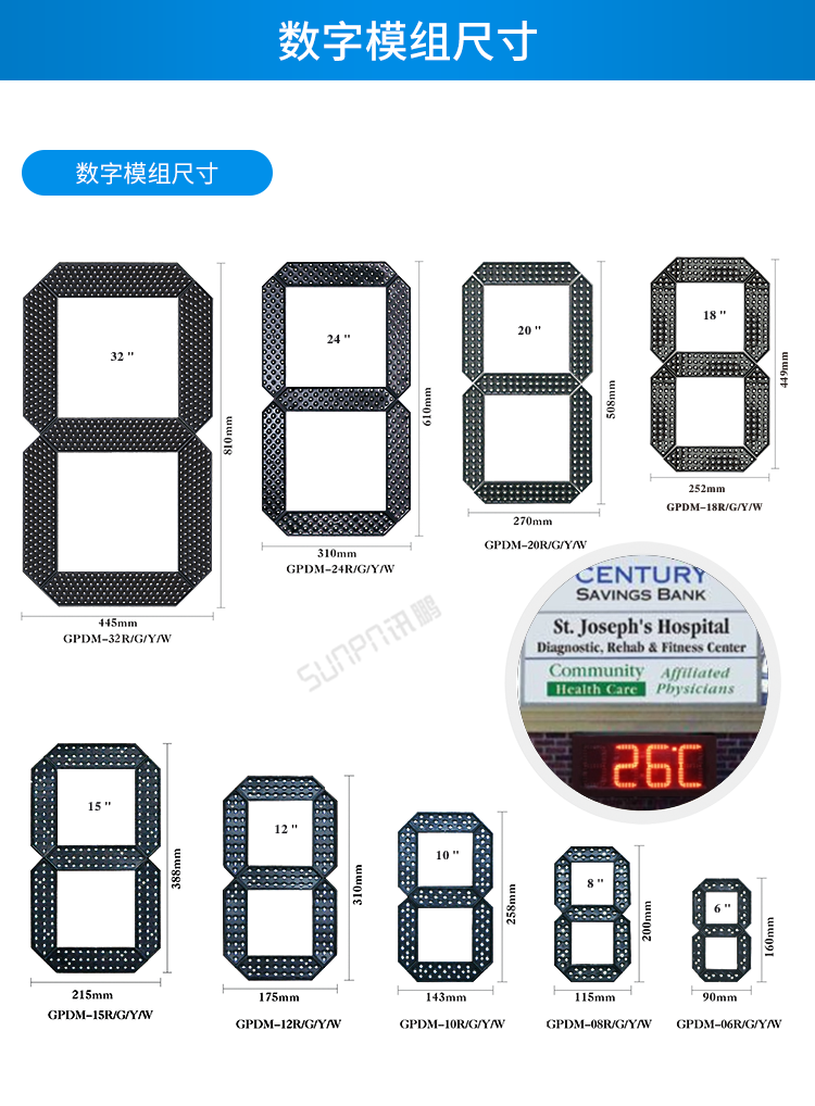 戶外電子鐘模組尺寸參考