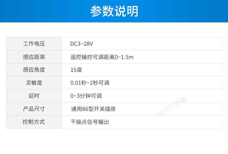 86面板感應器參數(shù)說明