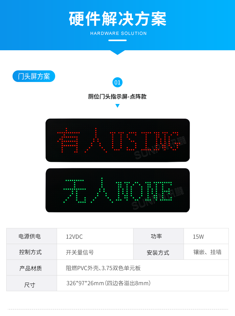 公廁有人無(wú)人指示牌-硬件解決方案