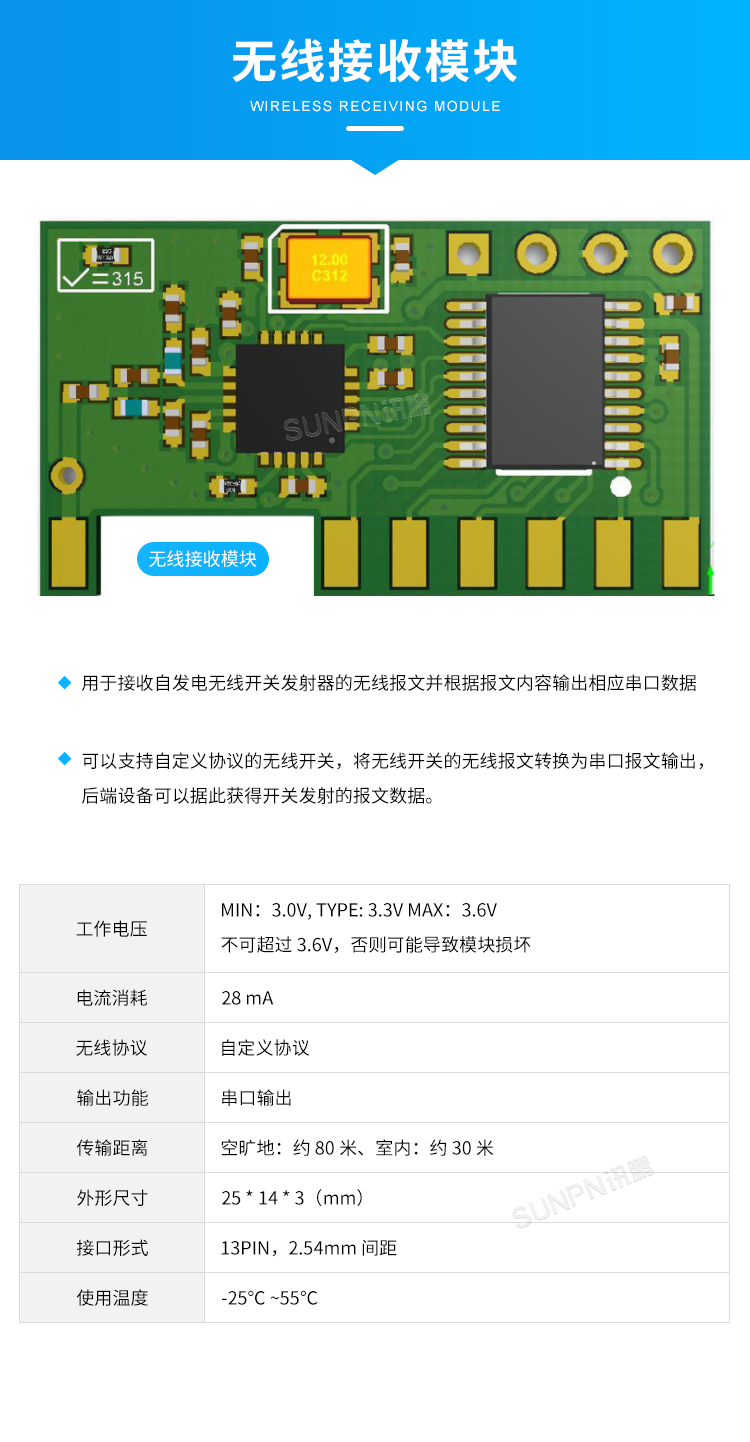 免供電門鎖開關(guān)感應(yīng)器-無線接收模塊